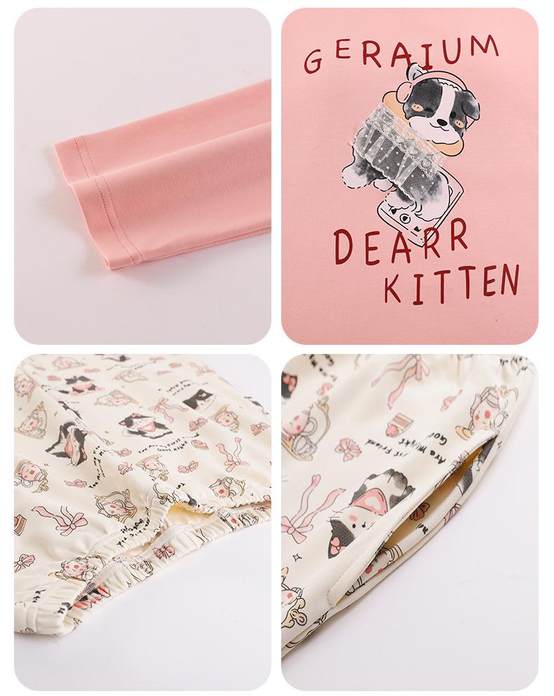 Ensemble de Pyjama Coréen pour Femme avec Coussinet de Poitrine - Manches Longues, Vêtement d'Intérieur Mignon pour le Printemps et l'Automne (2025)