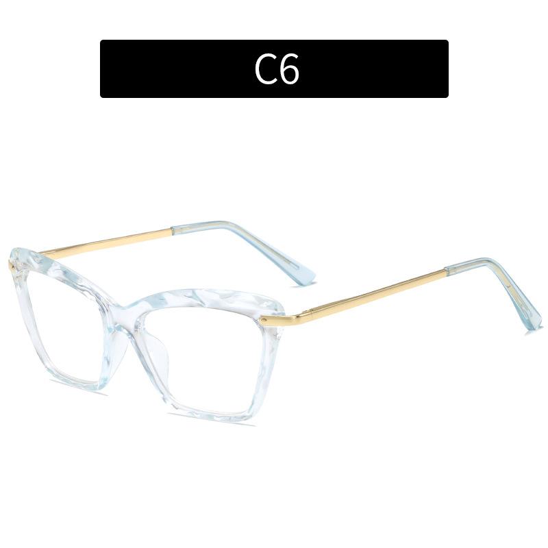 New fashion crystal multi-faceted flat mirror, European and American cat eye anti-blue light glasses frame trendy glasses frame