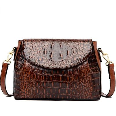 New Fashion Lady Shoulder Bag Head Layer Cowhide Crocodile Pattern Bag Female Designer Luxury Travelling Bag Crossbody