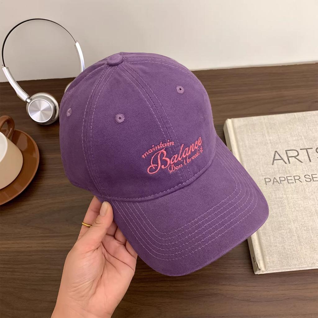 Fashion Hat big head circumference Korean version embroidered baseball cap women's spring summer new widened and deepened wide brim showing face small