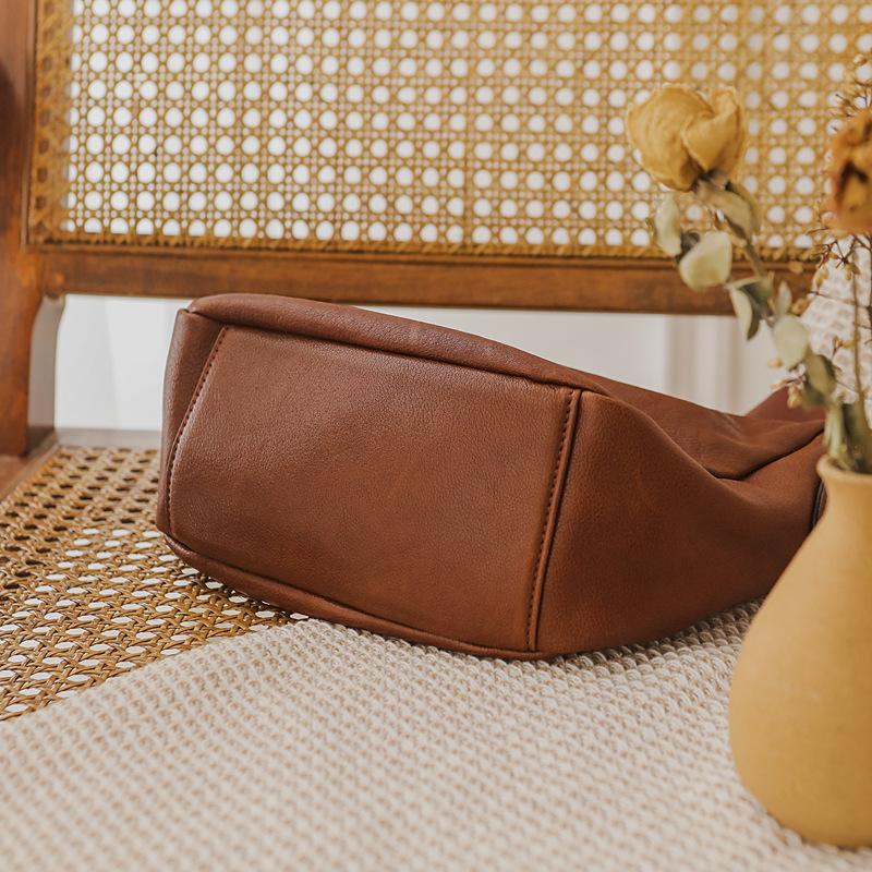 Johnature Simple Solid Color Hobos Genuine Leather Women Bag Natural Soft Real Cowhide Casual Shoulder & Crossbody Bags