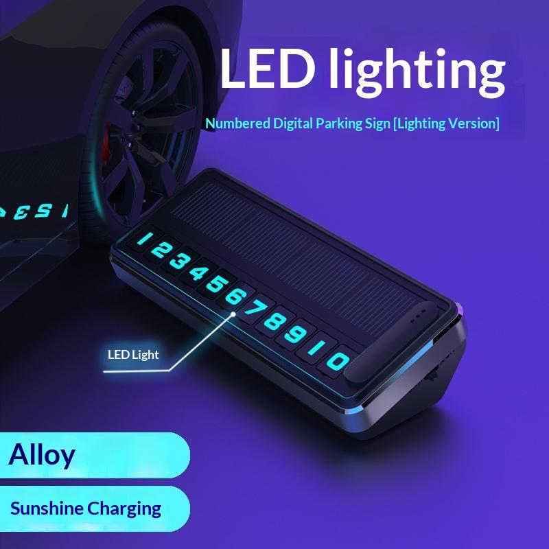 1ks solární auto telefonní číslo LED osvětlení dočasné parkovací karty skryté desky parkovací zastávka více čísel parkovací gadgety