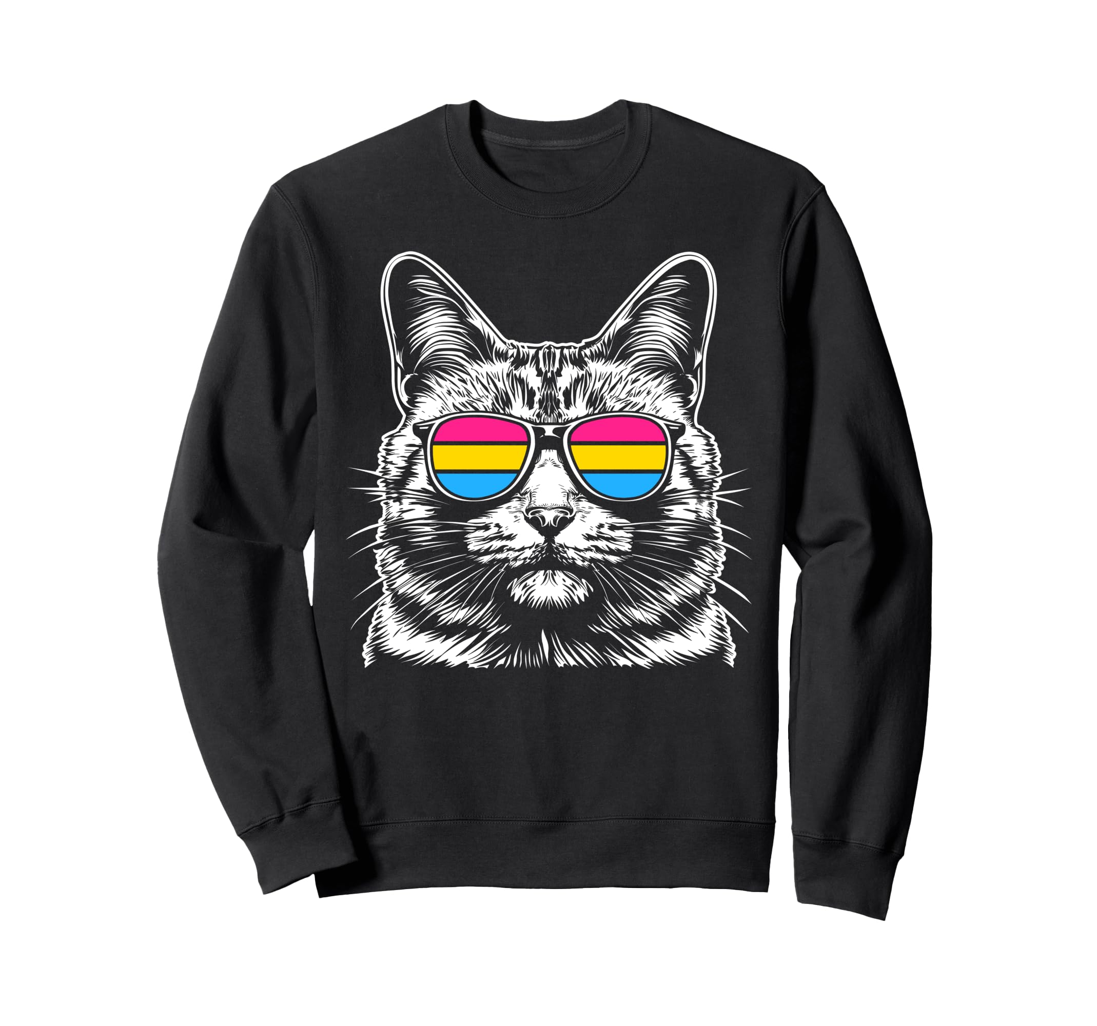 

Pansexual Cat Retro Sunglasses LGBTQ Pan Color Art Sweatshirt чорний