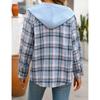 Women's Hooded Blouses Coat Autumn Fashion Loose Plaid Pockets Casual Shirts Women Streetwear Tops Jacket Clothing