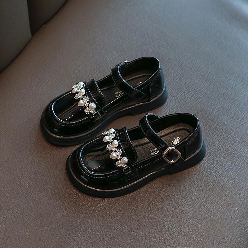 

Туфли принцессы для девочек весна и осень новые мягкие подошвы нескользящие британские модные большие детские спортивные повседневные кожаные туфли 36 чёрный