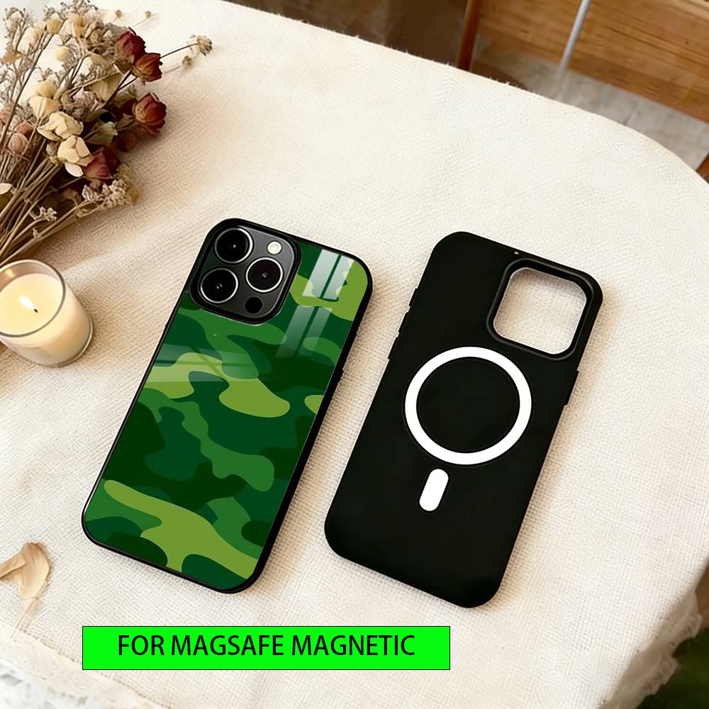 Bright Camouflage Pattern Phone Case For iPhone17,16,15,14,13,12,11 Plus,Pro Magnetic with Magsafe Wireless Charging
