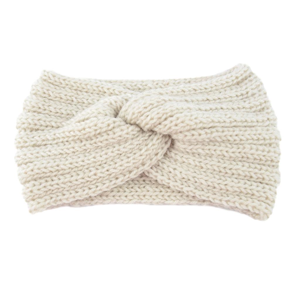 Sweet Elegant Pearls Knitting Cross Knot Headband For Women Autumn Winter Warm Ear Warmers Wide Headwrap Makeup Hair Accessories