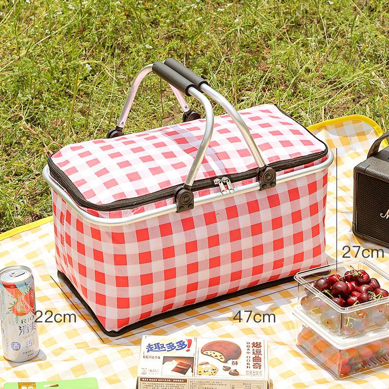 Outdoor Large Capacity Picnic Bag With Thick Aluminum Foil Food Insulation For Camping And Car Travel