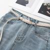 Summer 2025 Women's High-Waist Blue Denim Midi Skirt - Slimming A-Line for Pear-Shaped Bodies