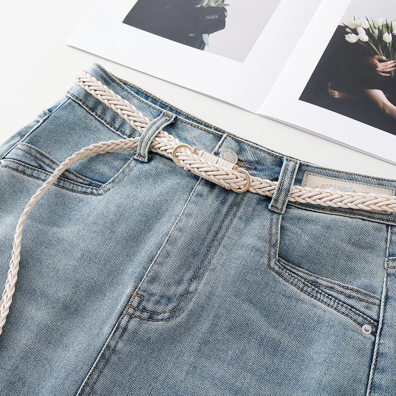 Summer 2025 Women's High-Waist Blue Denim Midi Skirt - Slimming A-Line for Pear-Shaped Bodies