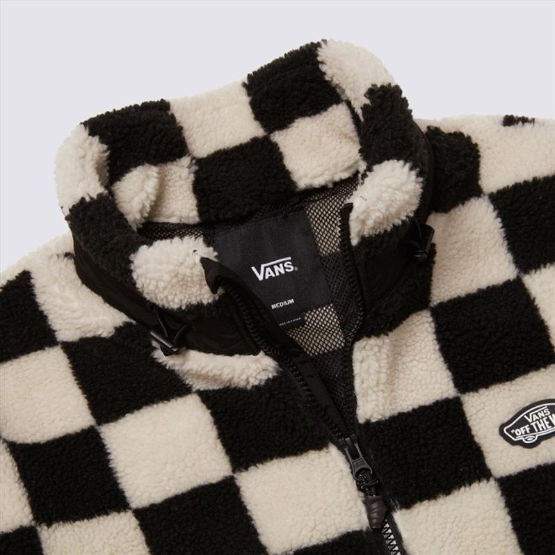 Vans Jachetă Unisex cu Guler Înalt, Mâneci Lungi cu Fermoar, cu Imprimeu Carouri, Negru VN000KCWE1N1