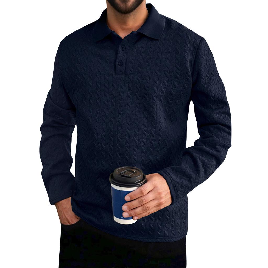 Men's Solid Color Sports Button Lapel Long Sleeve Tops Men's Casual Fashion Long Sleeve Tops