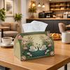 1pc Romantic Swan Tissue Box - Green Symmetrical Napkin Storage Box, Suitable for Rolls/facial Tissues/single Sheets,Two Sizes Available for Home/car/