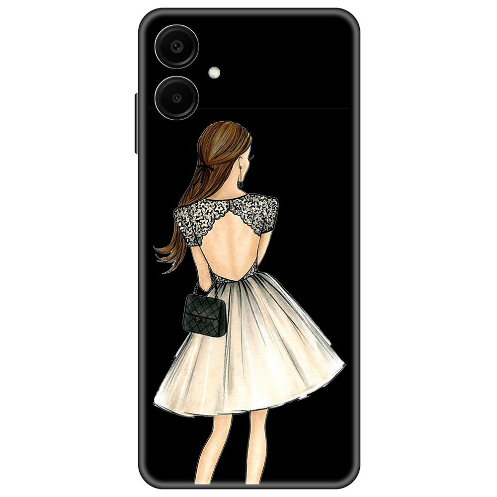 for Samsung Galaxy A06 Black Case Cute Luxury 6.7inch Cases on GalaxyA06 Soft tpu Cover shockproof Bumper
