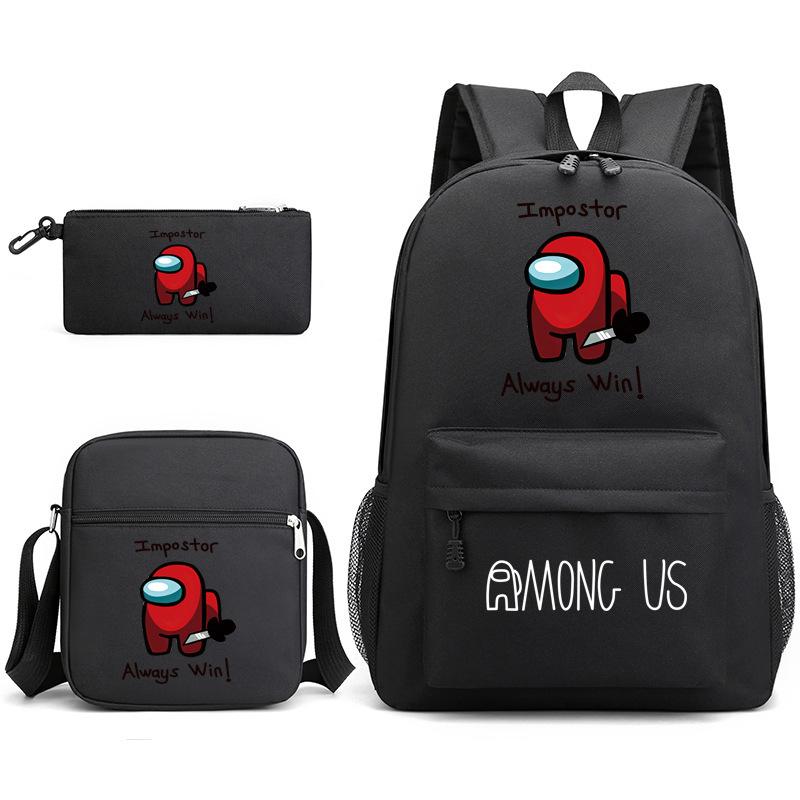 Amongus Games Among Us Space Werewolf Backpack Small Shoulder Bag Pencil Case Three-Piece School Bag One size fits all