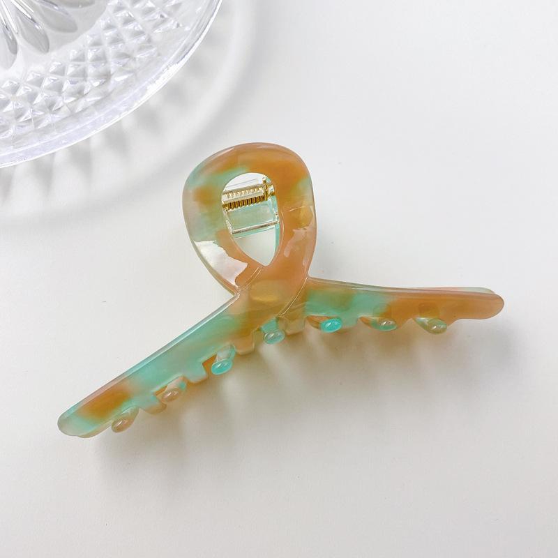 105cm Acetate Stunning Hair Claw Clip In Amber Green And Tortoise Shell Patterns For Trendy Girls