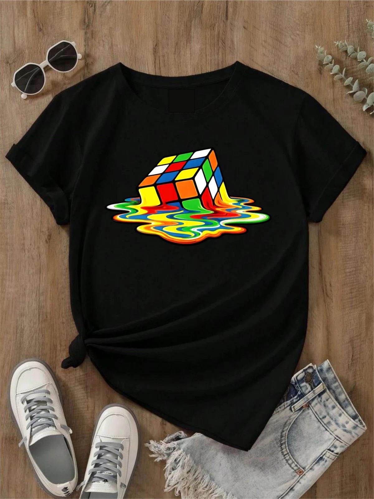 Melting Cube Funny Retro Gaming Rubik Rubix Rubics Cube T- Shirt Unisex Tee Top S
