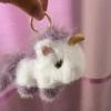 Adorable Faux Mink Fur Unicorn Keychain Pendant - Plush Pony Bag Charm Gift for Girls