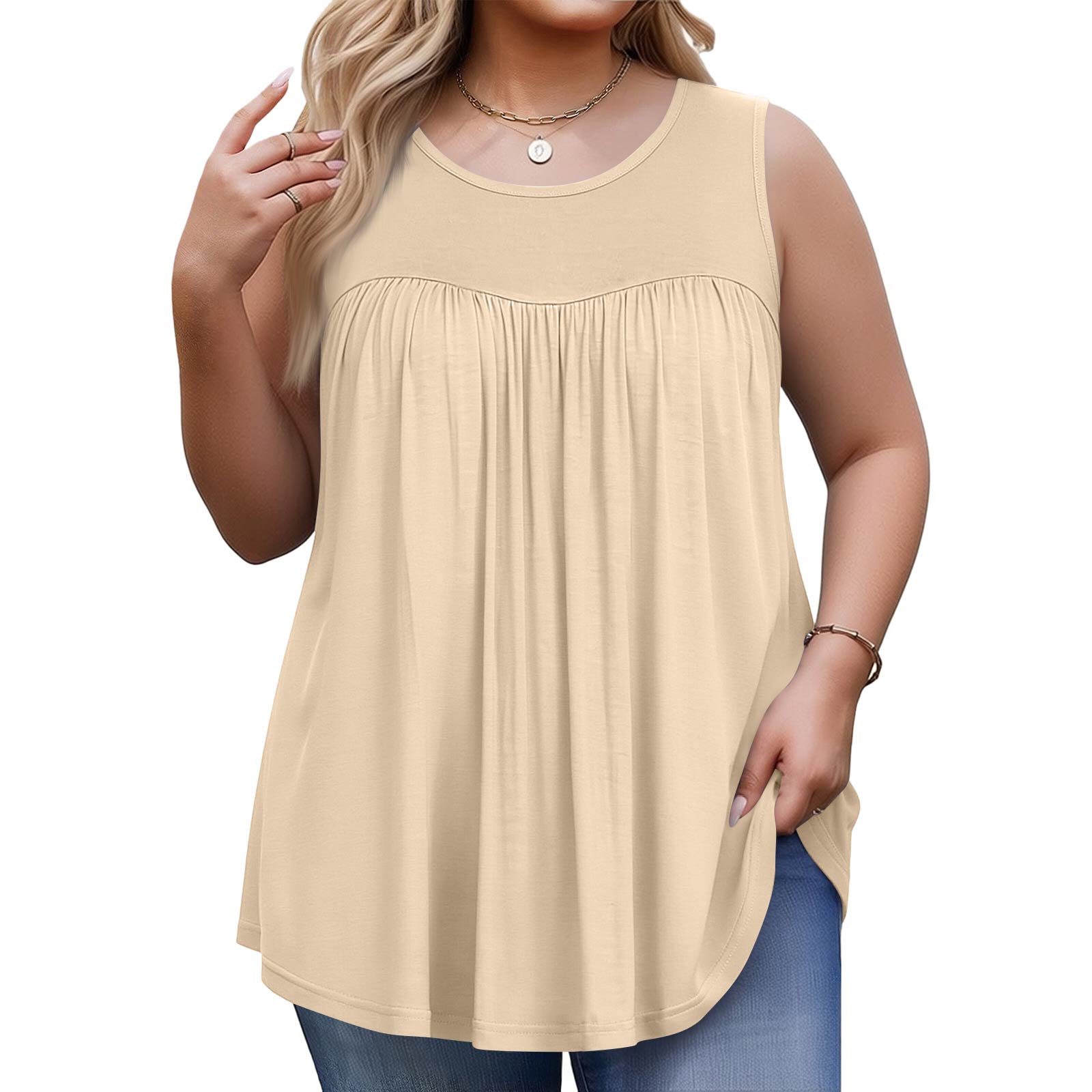 Women s Plus Size Fashionable Casual Loose-Fit Sleeveless Top L