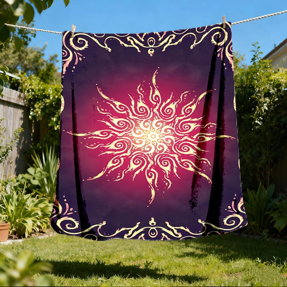 1pc Sunflower Mandala Print Outdoor Blanket, Lightweight Polyester, 80x120cm