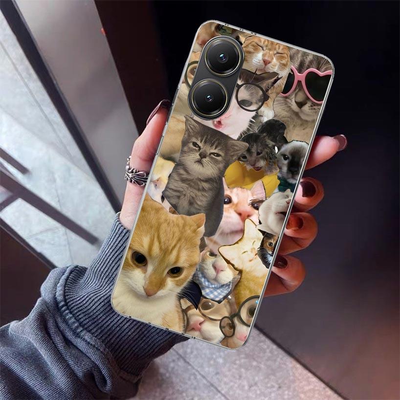 Crying Cat Memes Phone Case For Xiaomi Poco X7 X6 X5 Pro F7 Ultra Redmi 15C 15 13 13C 12 12C 10 10A 10C 9 9A 9C 9T Shell Poco X7