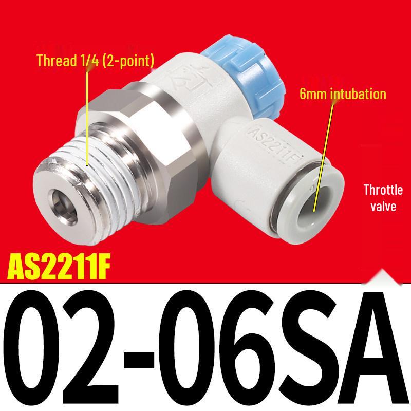 SMC AS1201F Pneumatic Speed Control Valve - Adjustable Throttle Push-Lock Fitting for Cylinder Control