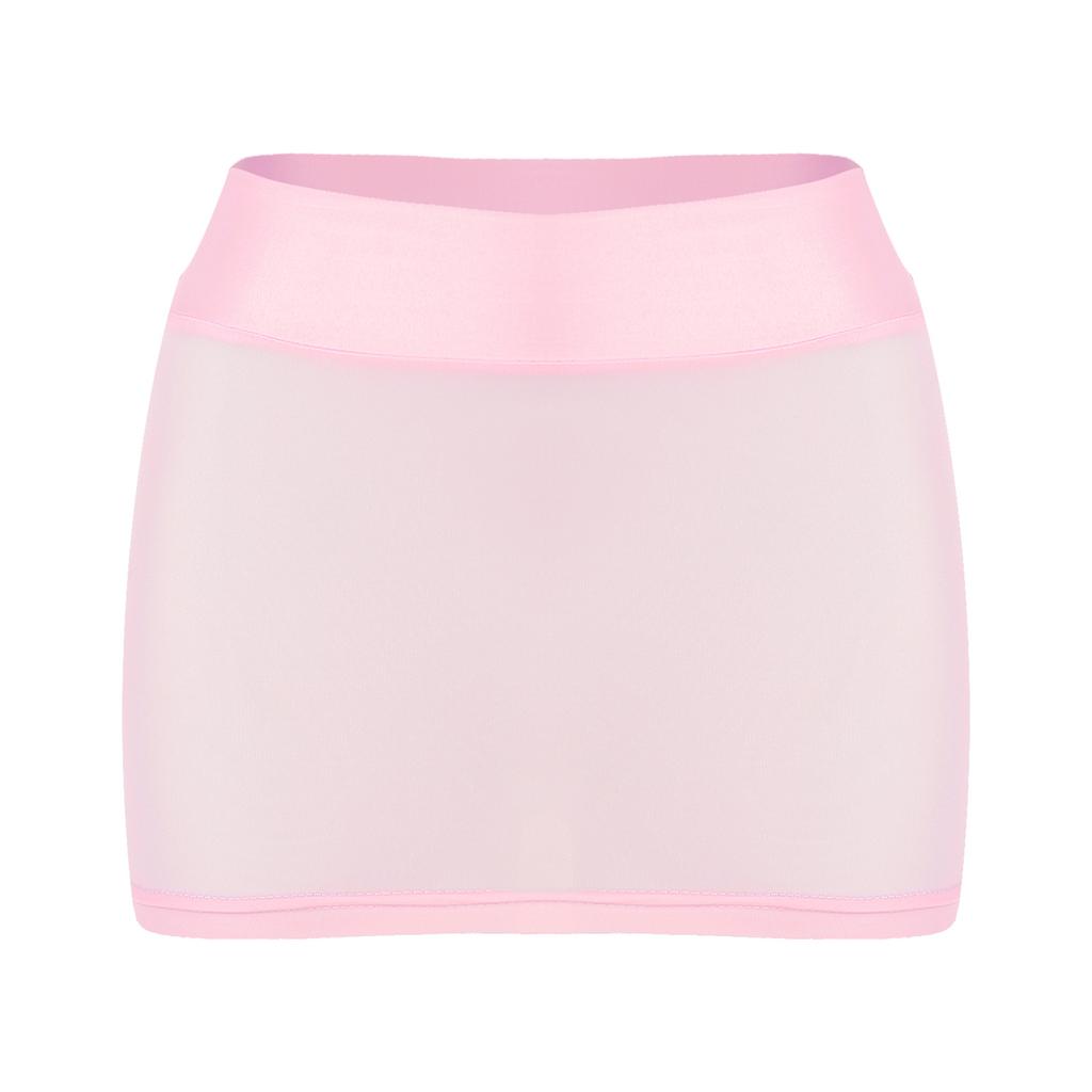 Womens See-through Miniskirt Sheer Mesh Low Rise Pencil Skirt Nightwear