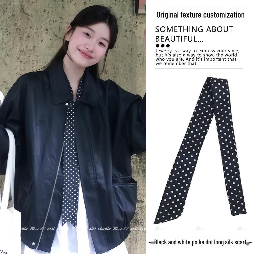 Silk Polka Dot Tie Waist Scarf: Long, Narrow Belt & Ribbon for Trousers, Waist Cincher, or Accessory