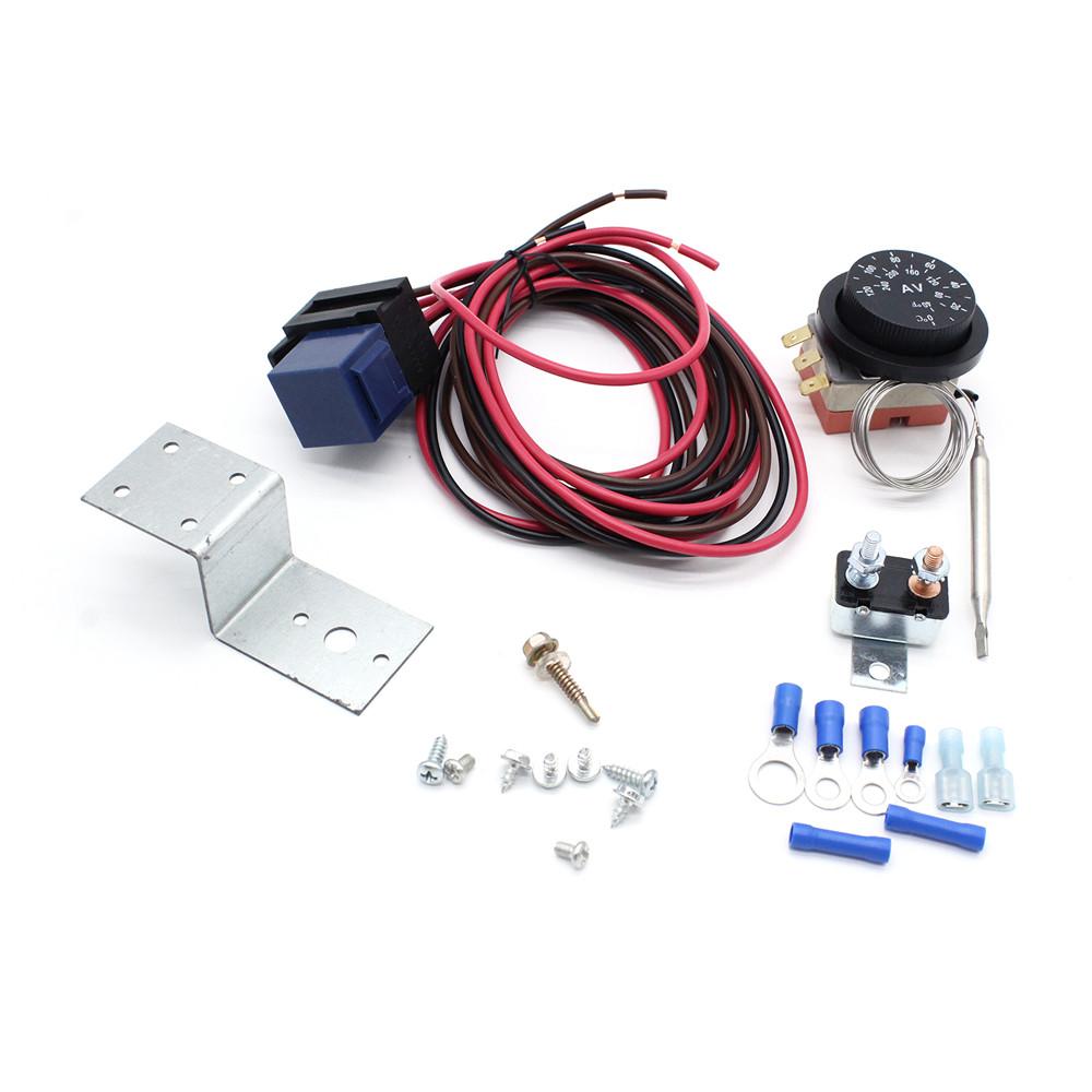 Adjustable Electric Radiator Fan Relay Wiring Kit Thermostat Temp Control Probe