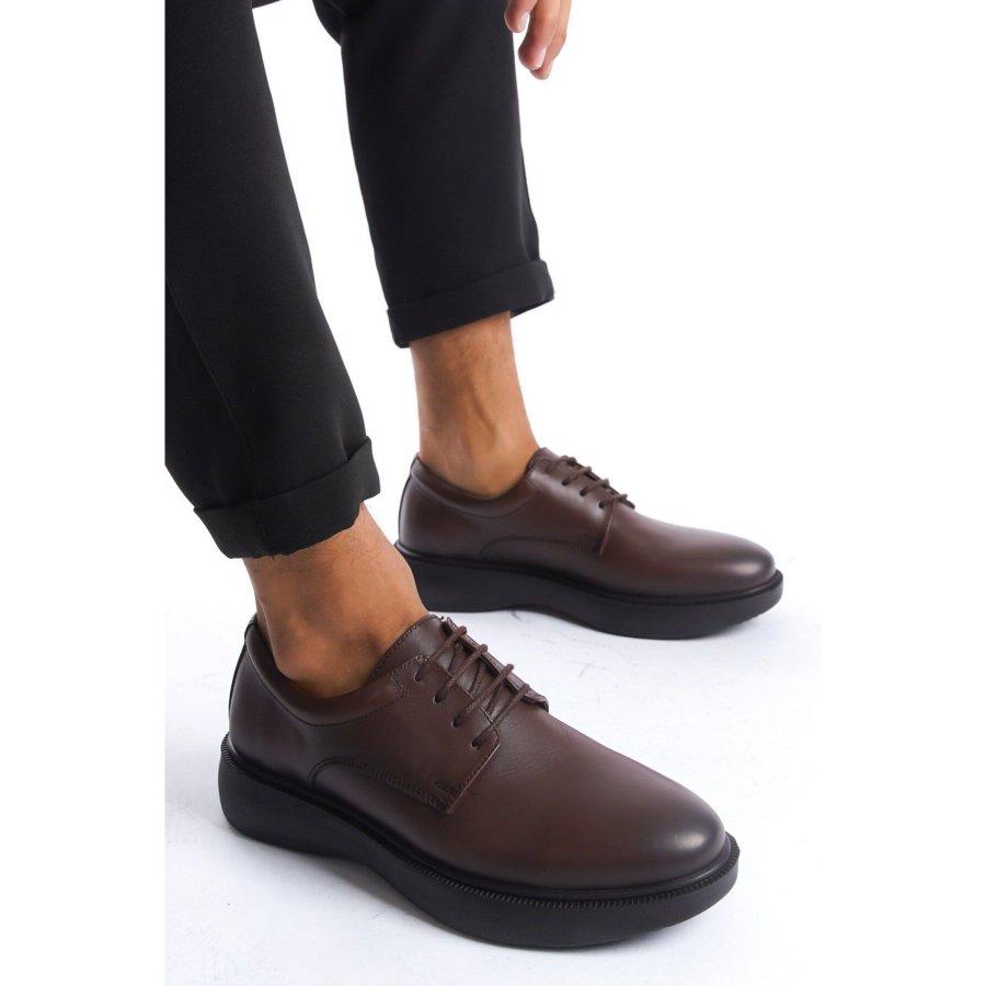 Men's Genuine Leather Thick Sole Lace-up Casual Stylish Shoes