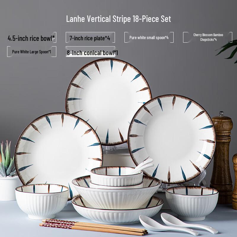 Japanese Style 18-Piece Ceramic Dinnerware Set