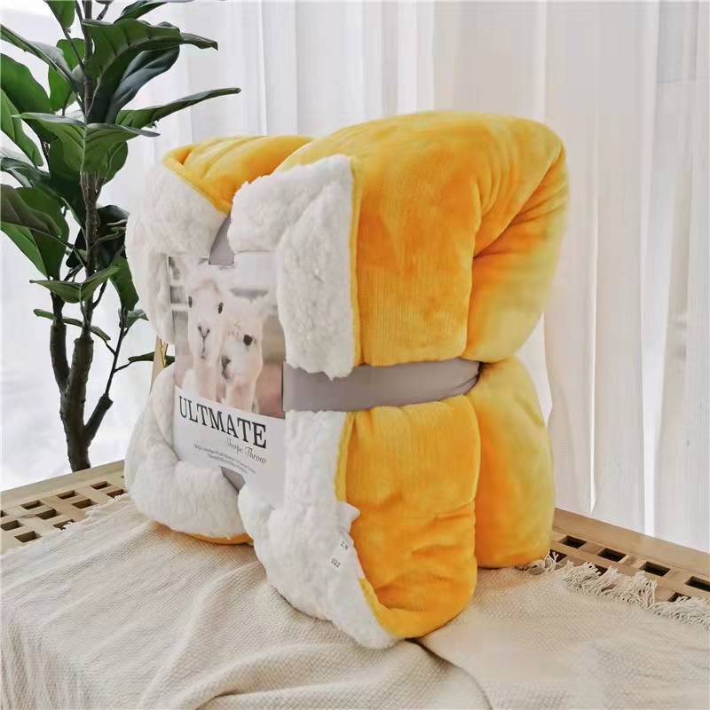 Soft and Comfortable Flannel Composite Sofa Blanket Double Layer Thickened Coral Fleece Winter Lamb Fleece Blanket