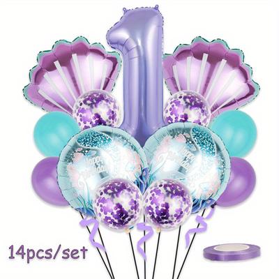 32inch Purple Number Shell Foil Balloon Girls Happy Birthday Balloons Set 1st 2nd 3rd 4th Birthday Balloon Set ARI