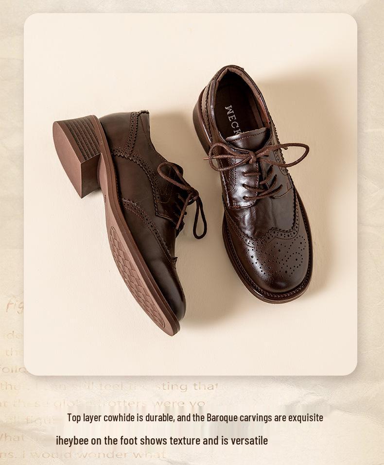 2025 Women's Winter Round Toe Lace-Up Low Heel Modern Retro Shoes