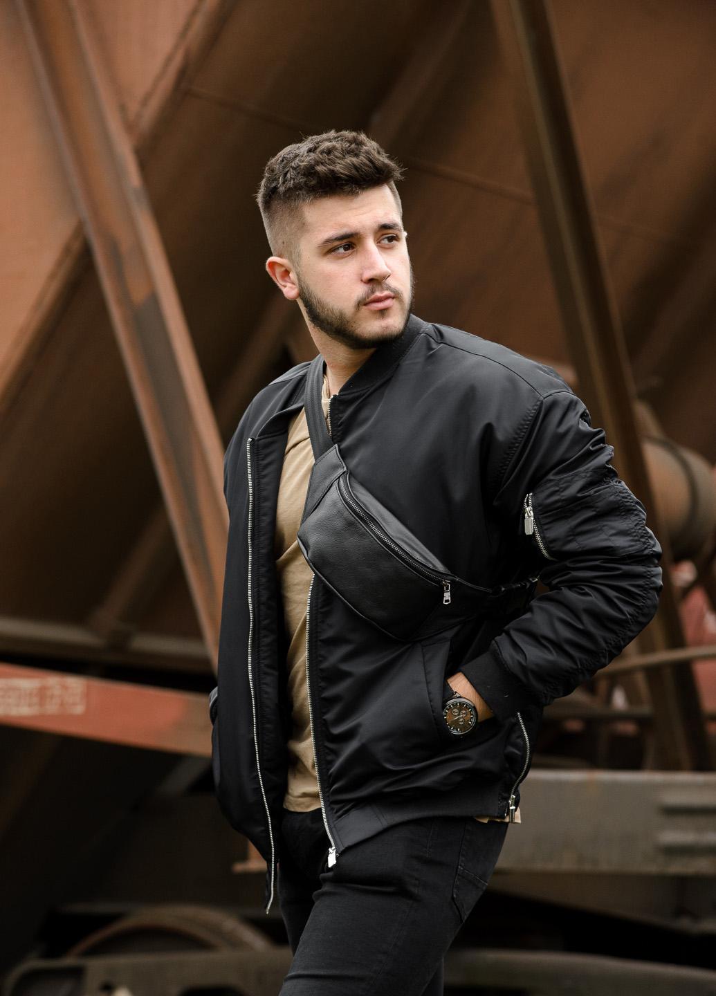 

Чоловіча сумка шкіряна Sambag Tirso PSO 31*12*5 cm чорний