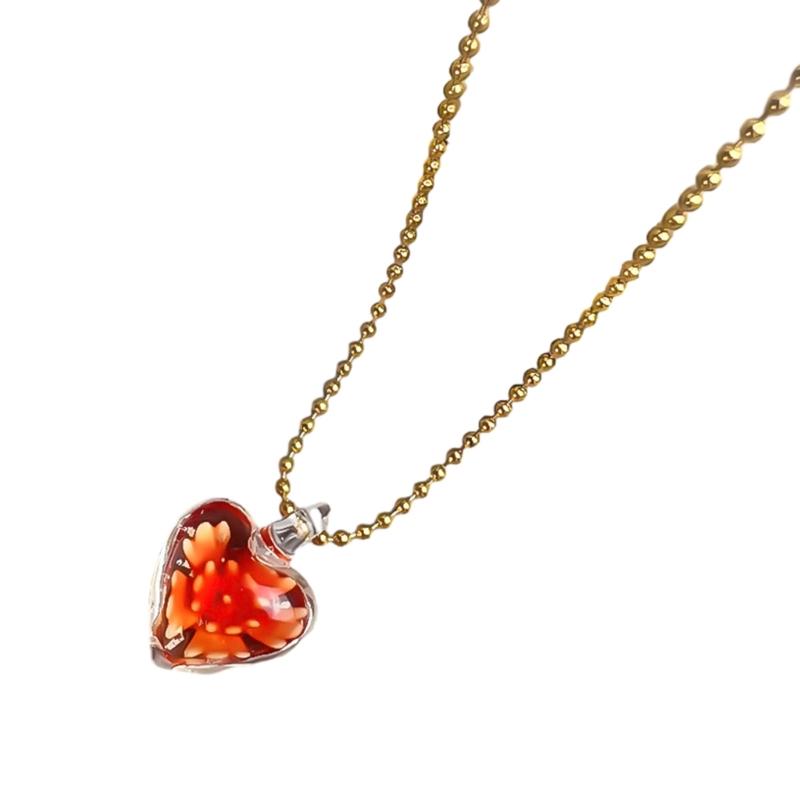 Ожерелья с подвеской-сердцем Чокеры с подвеской-сердцем Вечерние украшения Ожерелья с подвеской-сердцем Ювелирные изделия Подарок Материал: Цветная глазурь оранжевый