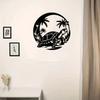 Iron Palm Tree Turtle Wall Art, Metal Outdoor Decor for Garden, Living Room, Office, Christmas Birthday Gift for Turtle Lover
