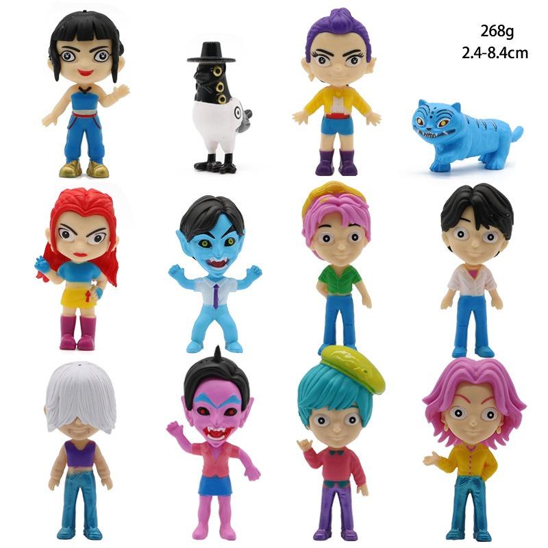 12pcs/Set Kpop Demon Hunters Action Figure Toy Derpys Tiger Rumi Mira Zoey Sussy Figurine Doll for Fans Gift