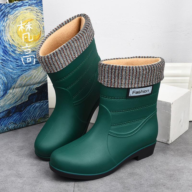 Outdoor Fashion Mid-calf Women's Non-slip Rain Boots Four Seasons Fashion Waterproof Non-slip Kitchen Work Rain Boots