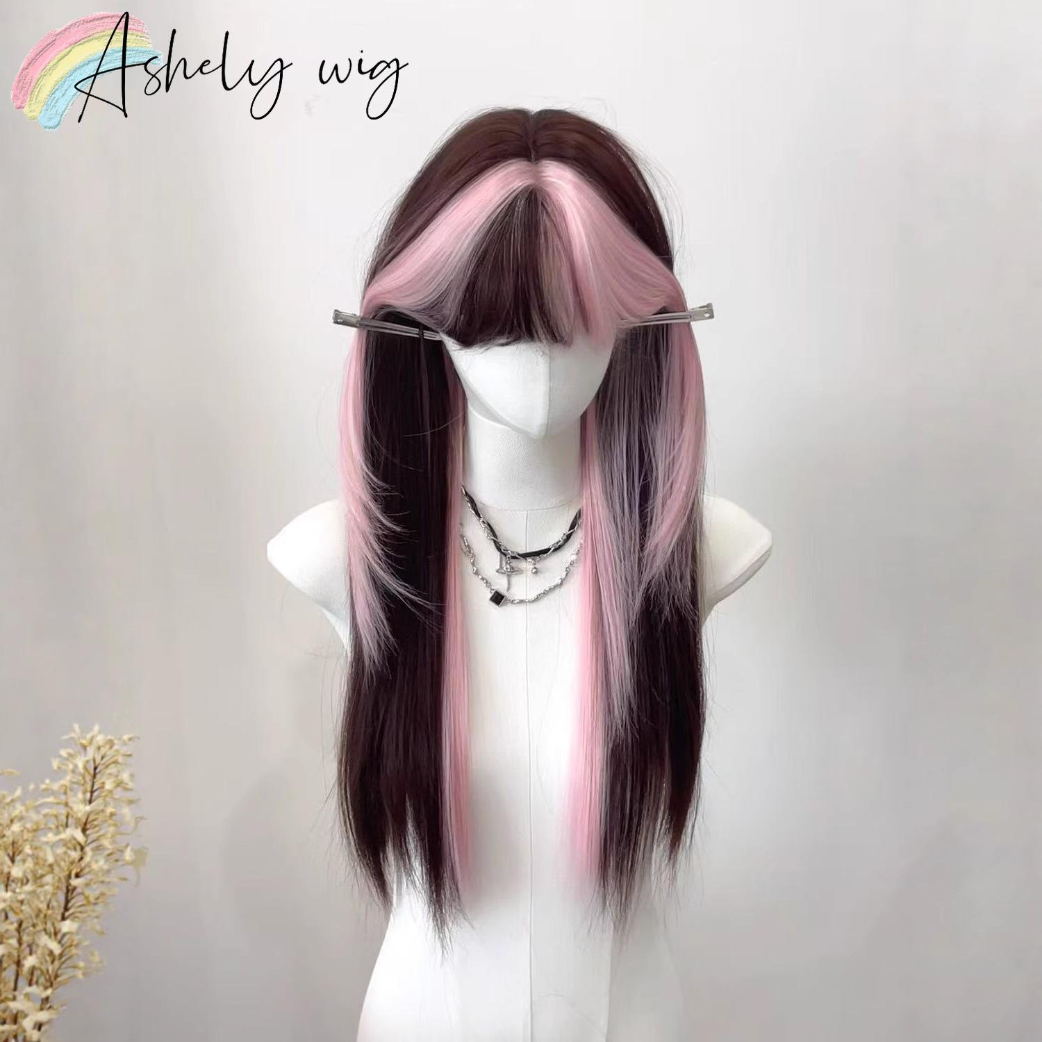 

Ombre Pink Brown Wig for Women Cute Lolita Hair Wig with Bangs High Temperature Fibers Synthetic Wigs Headband Wigs for Cosplay (light pink,24inches&1pc) светло-розовый