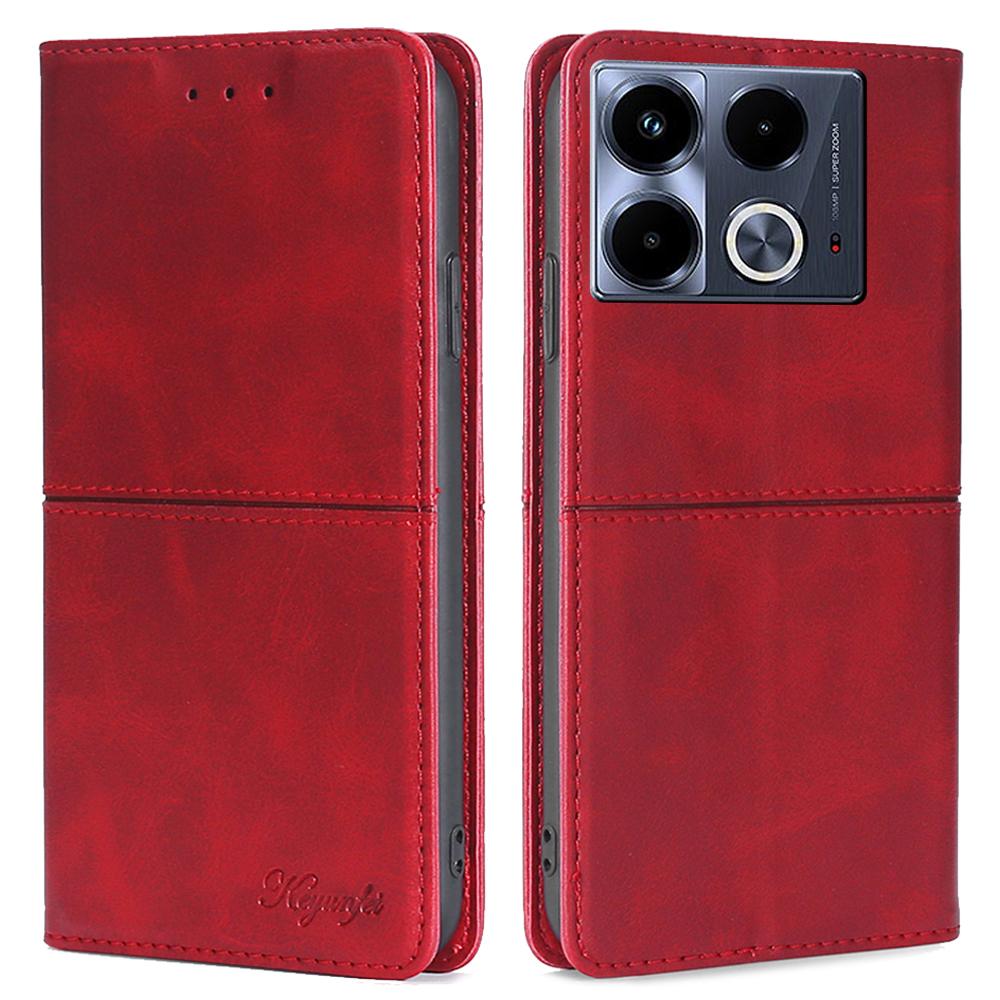 For Infinix Note 40 Case PU Leather Cowhide Texture Phone Cover Magnetic Absorption