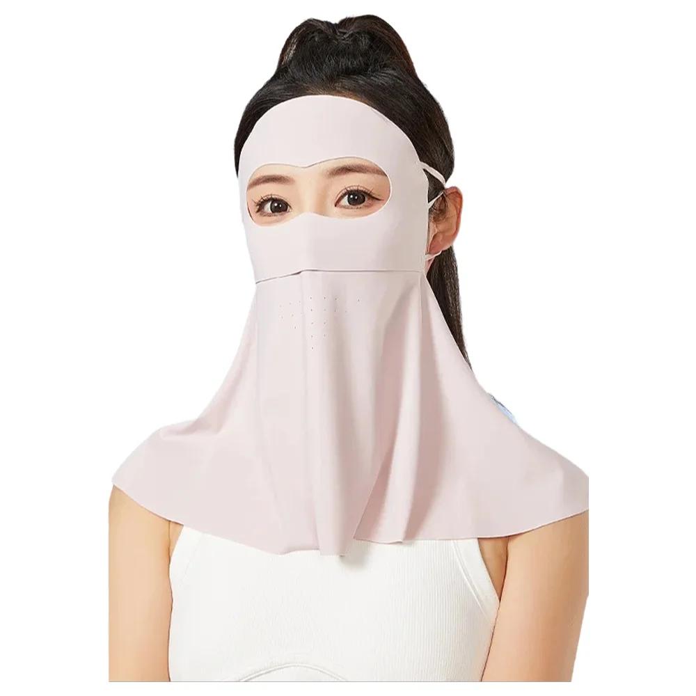 Ice Silk Full Face Mask Summer Breathable Anti-UV Sunscreen Neck Protection Face Cover Outdoor Sport UPF50+ Cycling Mask Scarf