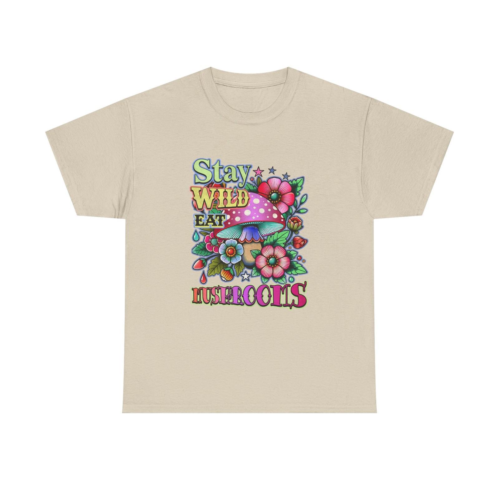 Stay Wild Eat Mushrooms Tee Shirt - Retro Magic Mushroom T-Shirt M