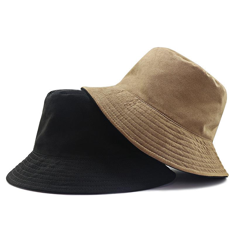 Large size bucket hat for men and women, double-sided big head hat, spring and autumn new large basin hat flannel