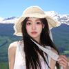 Lace-up straw hat for women, new summer seaside beach vacation sun hat, UV protection sun hat