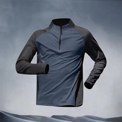 Tricou de antrenament cu mânecă lungă, cu jumătate de fermoar, cu uscare rapidă, pentru ciclism, de toamnă, în aer liber
