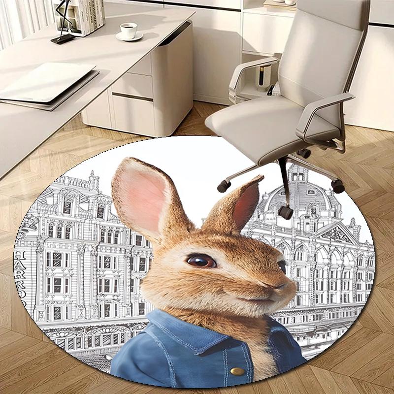 1pc Peter Rabbit2 Design Printed Area Round Carpet for Bedroom Living Room Home Decor Rugs Mat Non Slip Mat Rug for Bedside