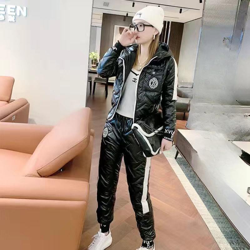 Winter Cotton Clothes Cotton Jackets Cotton Pants Sports Fashion Two-piece Set Women's Fitness Running Clothes Loose Korean Set