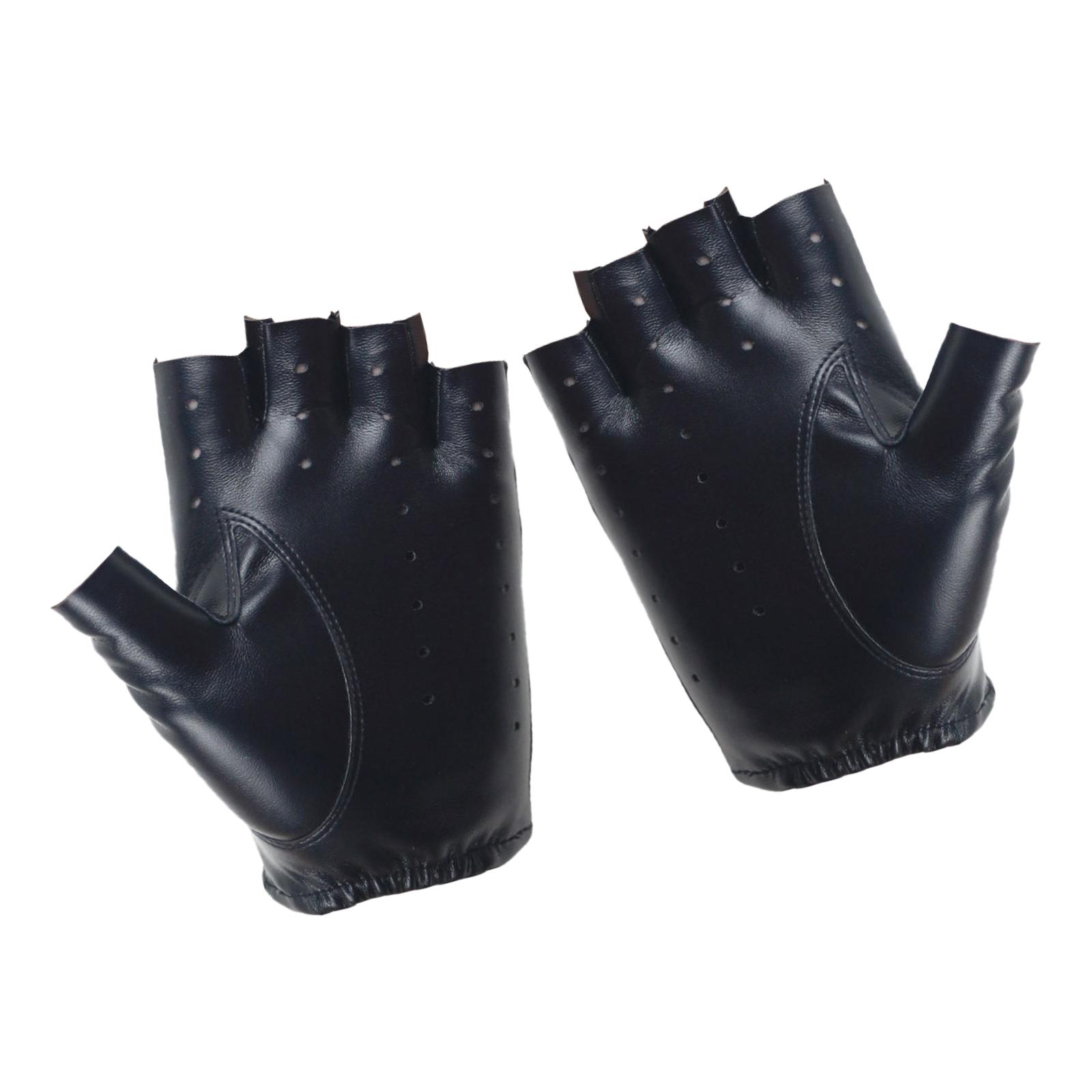 

PU Leather Glove for Women Men Fingerless Cycling Motorcycle Driving Gloves Black Half Finger Sport Gloves Weightlifting чёрный