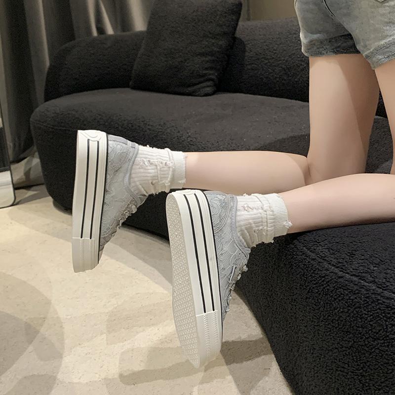 Thick Bottom Mesh Shoes Women Fashion Bling Platform Vulcanized Sneakers Designer Summer Casual Sports Canvas Trainers Footwear